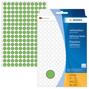 HERMA etiquetas manuales ø8 verde mm, 5632 unidades.