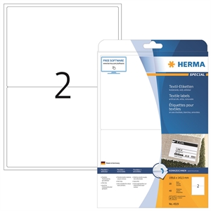 HERMA etiquetas de tela removibles de 199,6 x 143,5 mm en color blanco, paquete de 40 unidades.