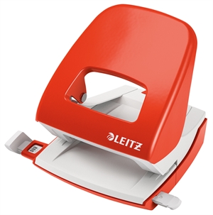 Leitz Hulapparat 5008 de 2 agujeros, capacidad para 30 hojas, color rojo claro.