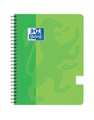 Cuaderno Oxford Touch A5+ con líneas, 70 hojas de 90g color verde.