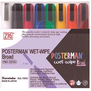 ZIG Posterman Marcador Húmedo Borrable 6mm 8 - set