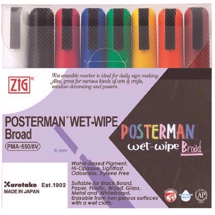 ZIG Posterman Marcador Húmedo Borrable 6mm 8 - set