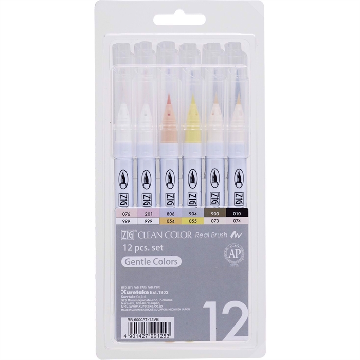 ZIG Clean Color Pensel Pen colores suaves set de 12