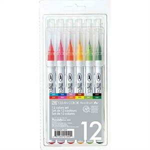 ZIG Clean Color Pen Set con 12 colores.