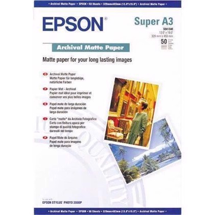 Epson Archival Matte Paper, 192 g, A3+ 50 hojas 