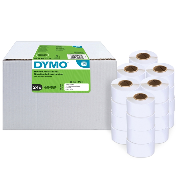 Dymo Label Addressing 28 x 89 mm en blanco permanente, 24 unidades.