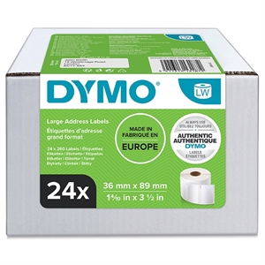Dymo Label Addressing 36 x 89 perm blanco mm, 24 rl de 260 etiquetas stk.
