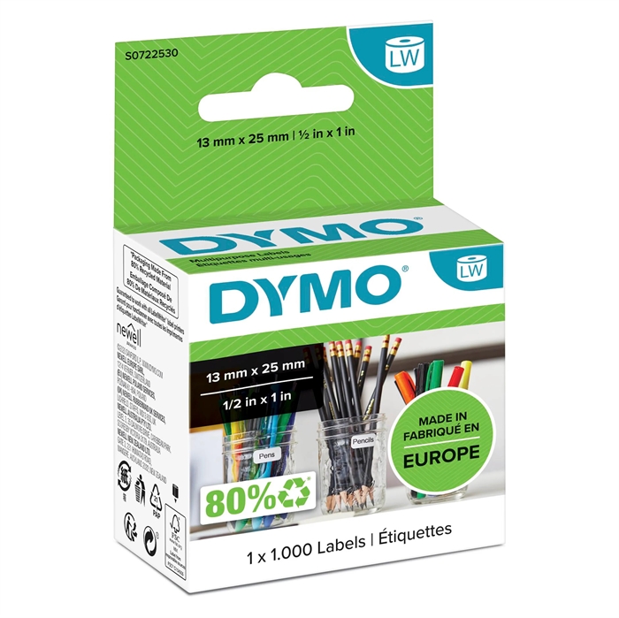 Dymo Label Multi 25 x 13 doble removible blanco (100 unidades).