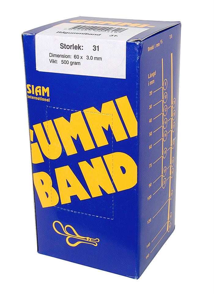 Siam Gummibånd n.º 31 60x3,0 mm (500 g)