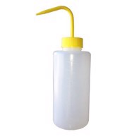 Botella de plástico con tubo de rociado de 1 litro con punta amarilla