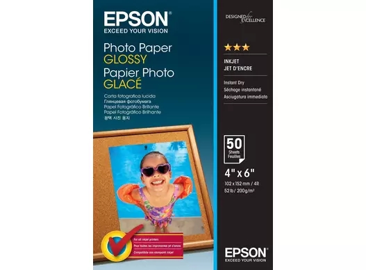 Papel Fotográfico Brillante Epson 200 g/m² - 10x15 cm - 50 arca