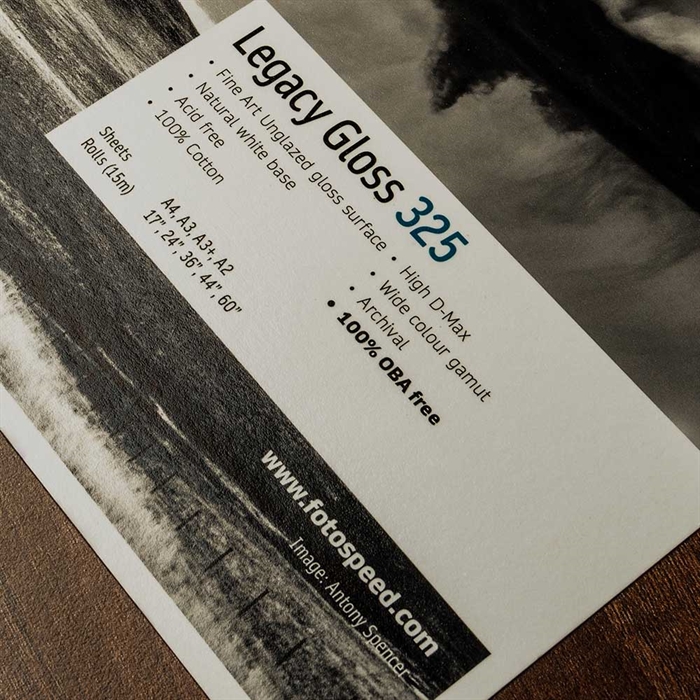 Fotospeed Legacy Gloss 325 g/m² - A3, 25 arca